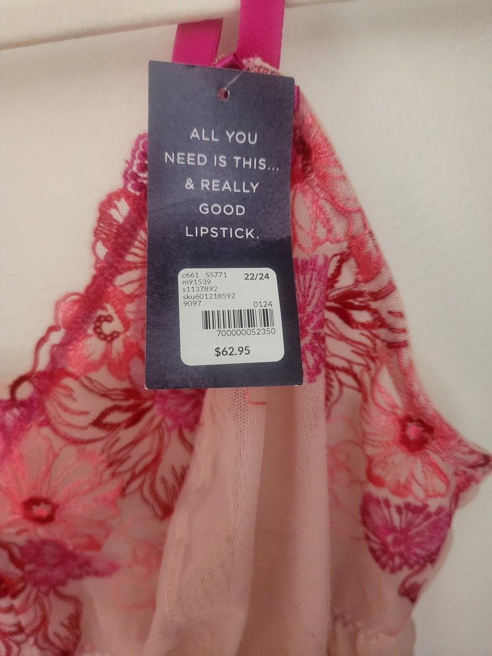 Cacique Pink Floral Mesh Babydoll Chemise Plus Size 22/24 NWT Sexy Babydoll - Picture 5 of 5